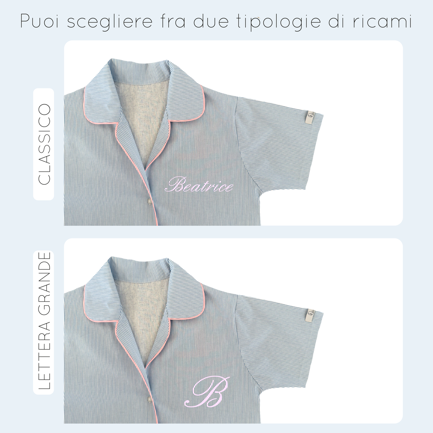 Pigiama Corto Righina Celeste